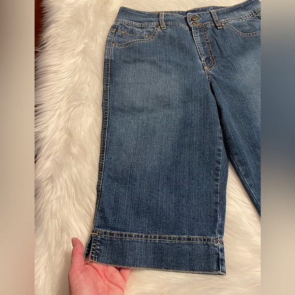Bandolino Blu, Capris, Blue Jeans, Pockets, Rivets, Stretch, Size 12 - Picture 11 of 15